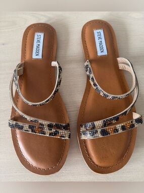 Steve Madden Pammy Leopard Rhinestone Slide Sandals/Size 9